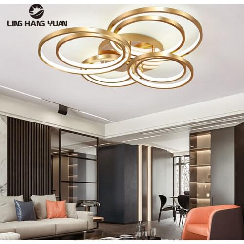 Modern Led Chandelier 110V 220V Home Ceiling Chandleier Lamp For Living room Bedroom Dining room Kitchen Lustre Led Brushed Gold