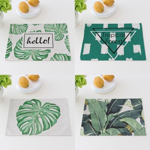 Modern Green Plant Leaves Pattern Place Mat Table Teacup Heat Insulation Pad Environmentally friendly reusable