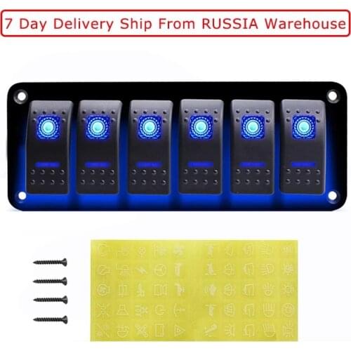 LED Switch Panel with 6 & 4 Gang Car Boat Rocker Switch Panel Overheat Protection Dash for 12V~ 24V