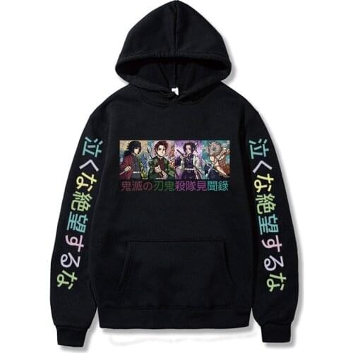 2021 Janpanese Anime Demon Slayer Nezuko Hoodie men Korea Sweatshirts Kawaii streetwear katana haori Harajuku