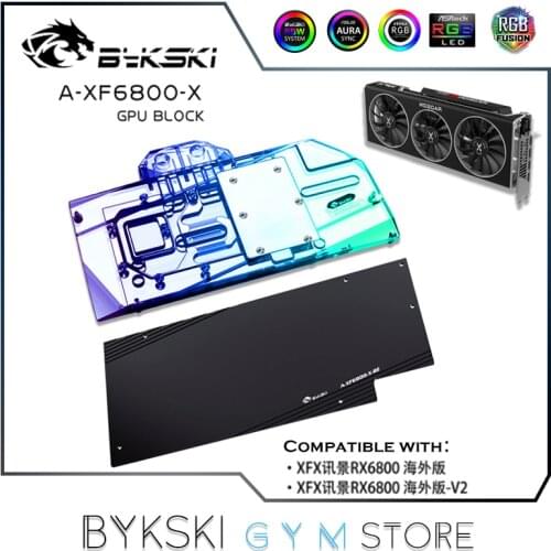 Bykski GPU Water Block RGB For XFX AMD RADEON RX 6800 Series Graphics Card, Copper VGA Cooler Radiator + Backplate, A-XF6800-X