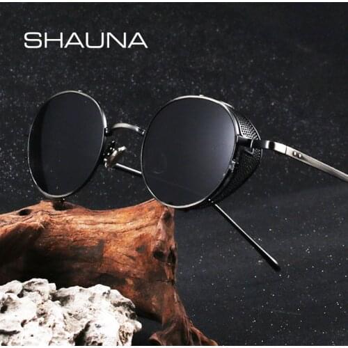 SHAUNA Retro Metal Punk Sunglasses Women Ins Popular Fashion Men Small Round Optical Eyeglasses Frame Anti-Blue Light