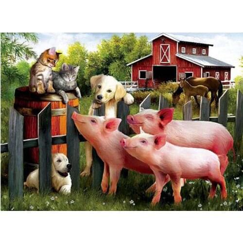 Pet pig Full Square/Round 5D DIY Diamond Painting Animal Horse 3D Embroidery Mosaic Rhinestones Art Stickers Picture Decor DF497