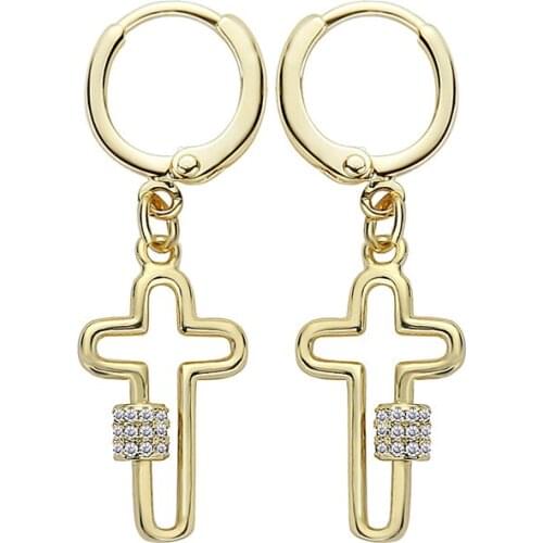 1 Pairs Fashion Cross Dangle Earrings For Woman Micro Pave 3A ++ Zircon 2021 New Fine Jewelry Birthday Party