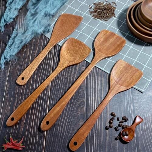 1Pcs Cooking Utensils Set Teak Wooden Non Stick Cookware Tools Spatula Shovel Soup Rice Spoon Kitchen Cooking Tool Tableware