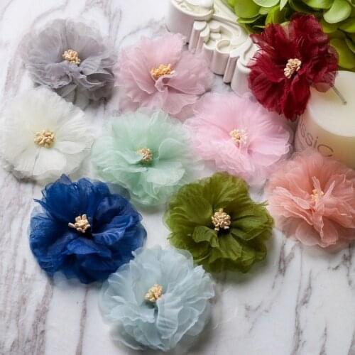 10PCS 6CM New Chiffon Fabric Flowers For Cloth Dress Decoration Artificial Flower For Wedding Home Party Invitation