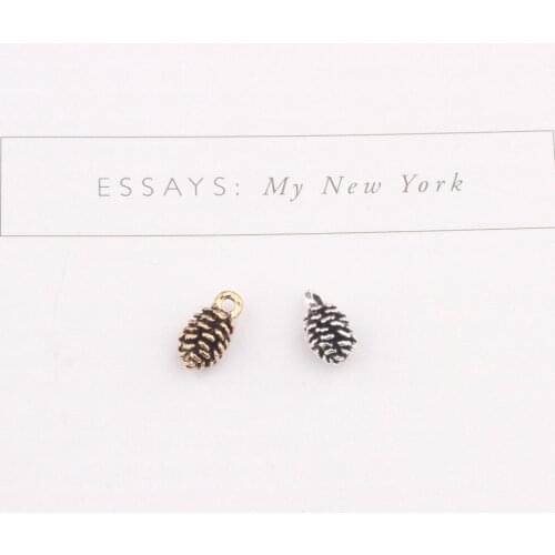10pcs Enamel Charms Antique Tibetan Silver Gold Tone 3D Mini Pine Cone Charm pendants Accessories