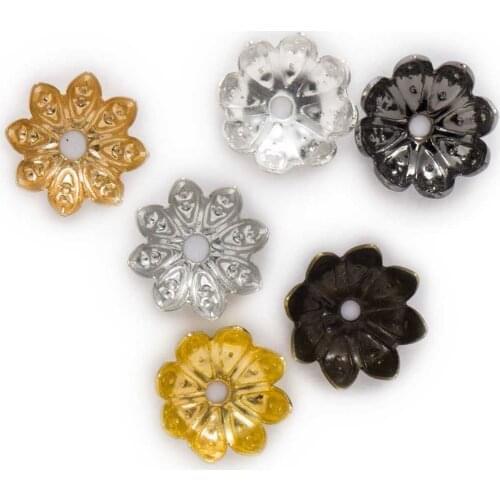 100 Piece 8-Petal Flower Beads Cups Bulk End Spacer Charms Bead Caps Connectors Findings DIY Accessories Jewelry Making 8-10mm