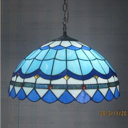 16inch Tiffany Baroque Stained Glass Suspended Luminaire E27 110-240V Chain Pendant lights for Home Parlor Dining bed Room