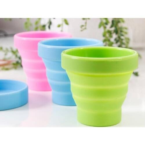 200pcs/lot Portable Silicone Folding Cup Outdoor Telescopic Collapsible Drinking Wash Cup Travel Camping Water Cup Wholesale