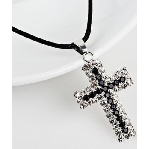 2021 new unisex Gift rhinestone Cross Pendant Necklaces Statement for Women Jewelry Jesus church Christian God gift