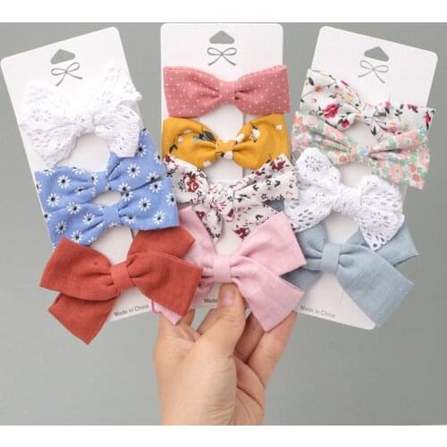 40PC=10 Sets Cute Baby Hair Clips Flower Lattice Bows Kids Girls Hairpins Dot Children Headwear Barrettes Baby Hair Accessories
