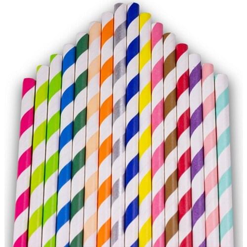 Kitchen Bar Accessories Disposable Stripe Color Paper Straws Pattern Drinking Straw Wedding Party Birthday Decoration