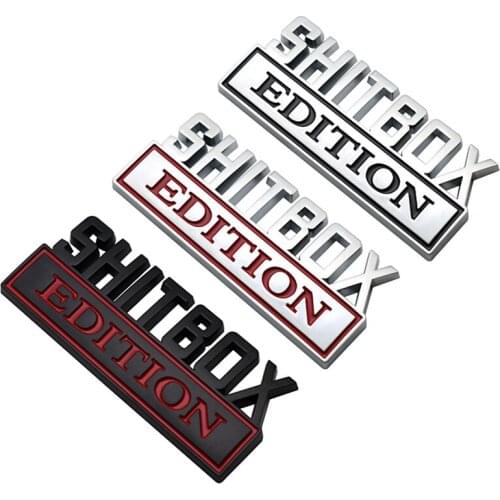 Car 3D Stickers Chrome Style Black SHITBOX EDITION Emblems Sticker Tail Side Decoration Sticker Accessories Car Styling