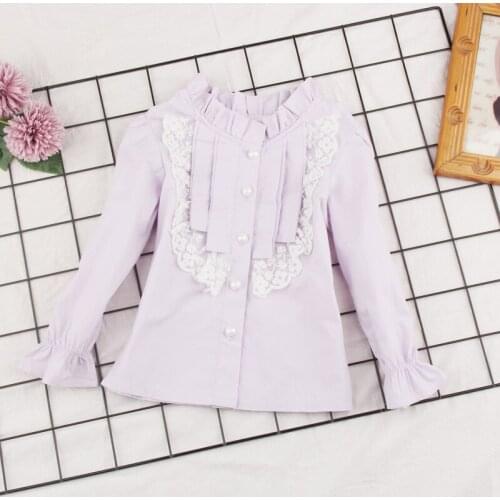 Girls Blouse Child Shirts For Teenage Girls Clothes Spring Autumn Children Clothes Kids Cotton Lace Girls Tops Blusas 2-15Y