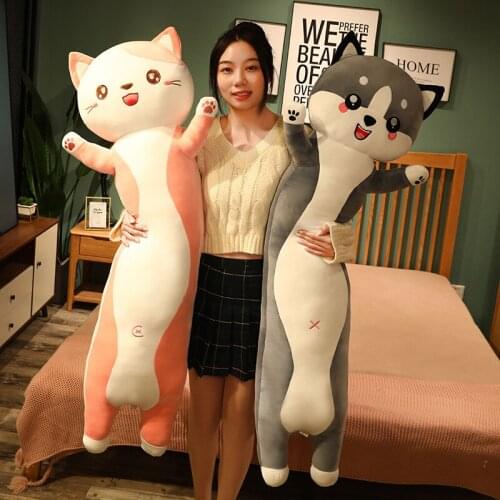Big Animal Cat Husky Plush Toys Cute Creative Long Soft Toys Office Lunch Break Nap Sleeping Pillow Stuffed Gift Doll For Kids