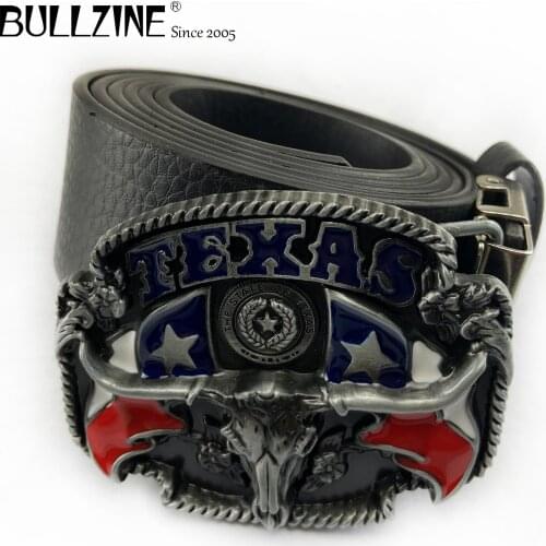Bullzine zinc alloy retro western bull head belt buckle jeans gift belt buckle Free PU belt FP-02602 drop shipping