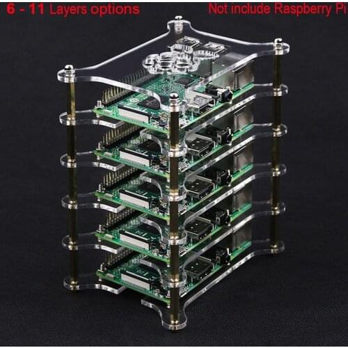 Raspberry Pi Case 6 - 12 Layer Acrylic Case Transparent Box Holder Board for Raspberry Pi 4 Model B /3B+ /3B
