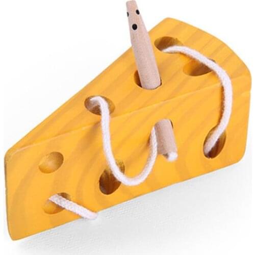 Wooden Education Baby Kindergarten Mouse Thread Cheese Plaything Early Learning Education Toys Montessori Teaching Aids Math Toy