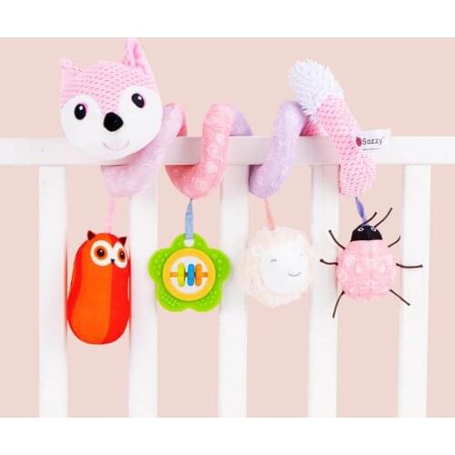 Baby Stroller Toys Crib Bed Bell Hanging Spiral Stuffed Animal Fox Music Rattle Mobile Bed Bell Toys For Newborns Crib Car Seat