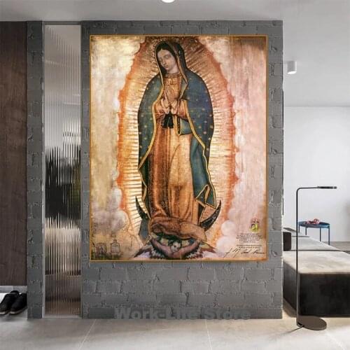 Art Oil Painting Mexico Guadalupe Virgin Mary Canvas Painting Posters and Prints Home Living Room Decoration Painting No Frame
