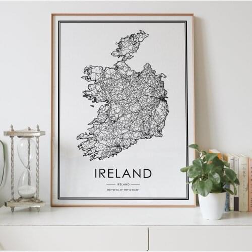 Ireland country Road map Nordic Living Room Decoration Canvas Poster Modern Home Decor Art Print Painting