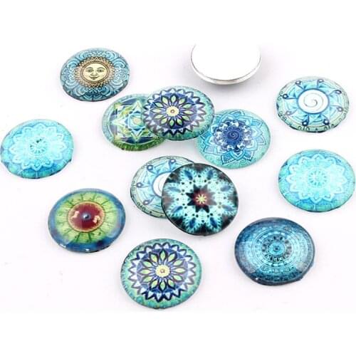 Round Embroidery Glass Cabochon 10/12/16/18/20/25mm Flatback Dome Cabochon Embellishments Base Setting DIY Accessories Jewelry
