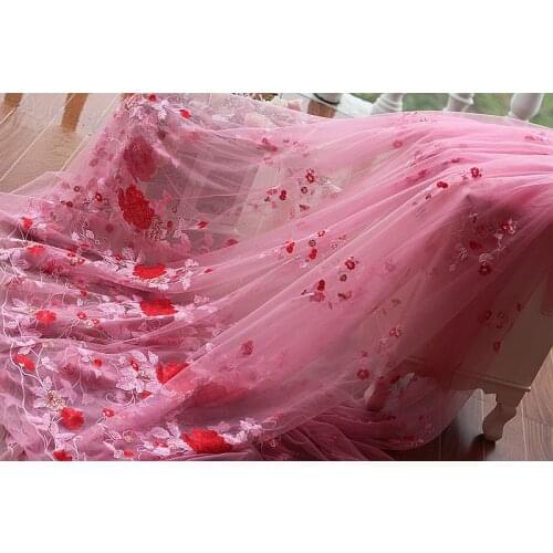 Width133cm Lace Trim Pink Vintage Embroidered Lace Fabric in Gold, Wedding Gown Lace Fabric bridal gown