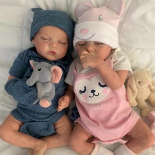 Toddler Twins Reborn Baby 17inches Silicone Body Lifelike Bebe Reborn Dolls For Children Birthday Gift Toy