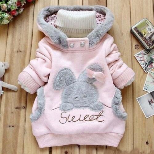 Spring and Autumn retail childrens clothing cartoon rabbit fleece jacket girl fashion / hooded jacket / winter jacket