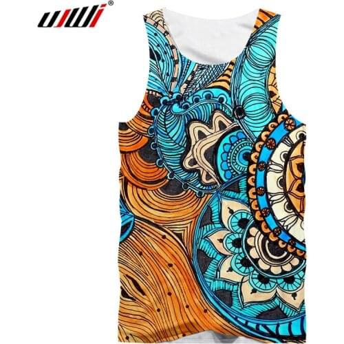UJWI Summer Factory Direct Supply Original Sample Design 3D Colorful Totem Print Tank Top Oversized Vest Wholesale Dropship 5XL