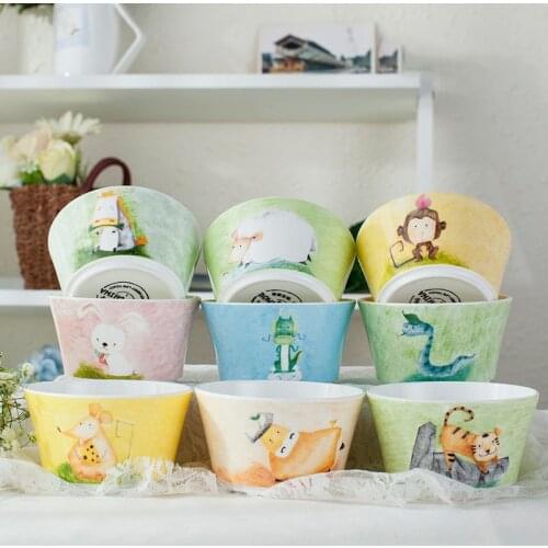 1pc Creative Bowl Lovely Hand Painted Animal Bowl For Children Bone China Ceramic Bowl Cartoon Tableware Flatware 12 Animals