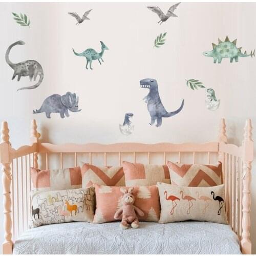 Cartoon Dinosaurs Animals Wall Stickers For Kids Room Baby Nursery Living Room Bedroom Children Wall Decals Art Mural Stickers