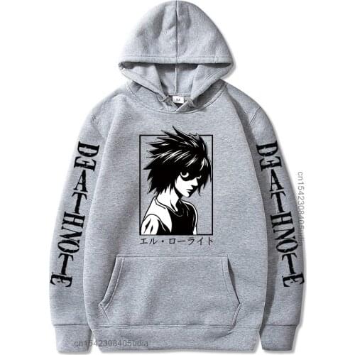 Men Hoodie Anime Death Note Hoodie Lawliet L Graphic Long Sleeve Hoodies Pullover Sweatshirt Tops Male
