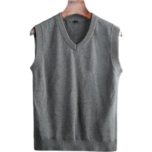 Male Plus Size Spring Knit Vests Waistcoat Mens Autumn Oversize Sleeveless Warm Sweaters Hedging 100%Cotton Stretch Tops Jumper
