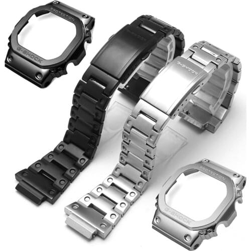Metal Watch Band Set Fourth-Generation Modified Strap for Casio GW-M5610 Stainless Steel Strap DW-5600E Serie GWX-5600 Wristband
