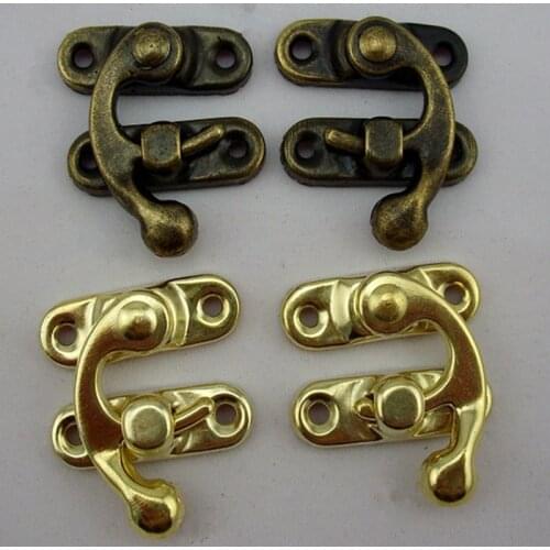10pcs/lot Antique Iron Padlock Latch Hasp Buckle Horn Catch Clasp Hook Lock For Wooden Jewelry Box Furniture Hardware