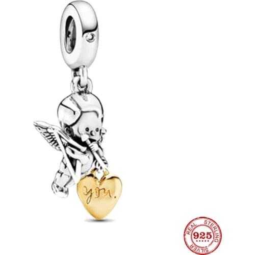 New Original Silver Color Angel Bead Fit European Pandora Charms Bracelet Bangles Diy Jewelry P096