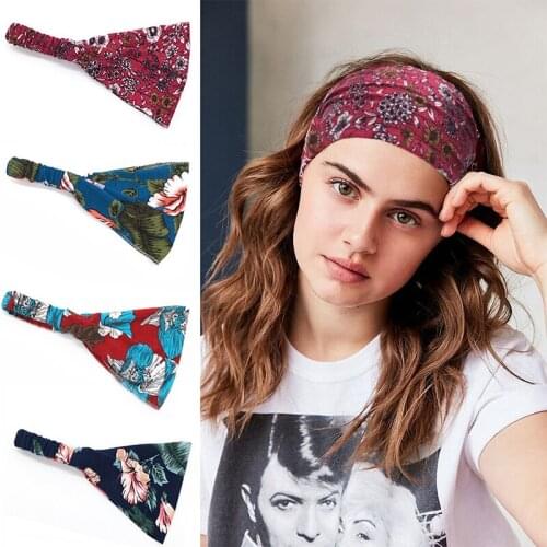 Boho Headband For Women Girls Turban Bandana Hair Accessories Flower Print Hair ornaments HairBand Elastic Head Wrap