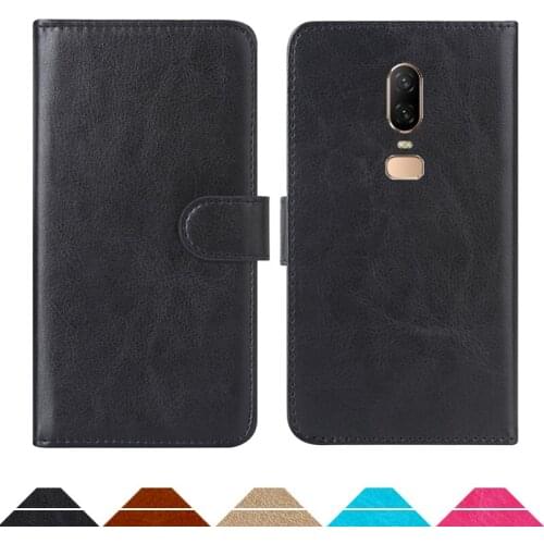 Luxury Wallet Case For OnePlus 6 PU Leather Retro Flip Cover Magnetic Fashion Cases Strap