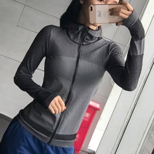 Yoga Sports Jacket Fitness Shirts Gym Sportswear Womens Sweatshirt Women Hooded Running Jacket Long Sleeve Sweatshirt