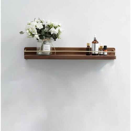 Solid wood cosmetic storage rack wall decoration wall hanging wall living room black walnut bathroom bathroom shelf