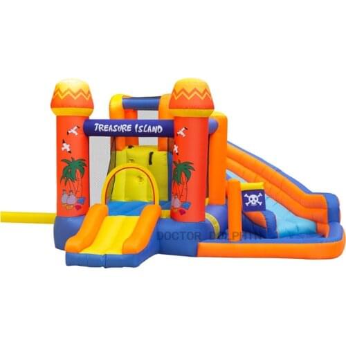 Outdoor Golden Island Jump Bouncy Bouncer Inflatable Home Slide Castle House for Kids Playground Trampoline Pool Game