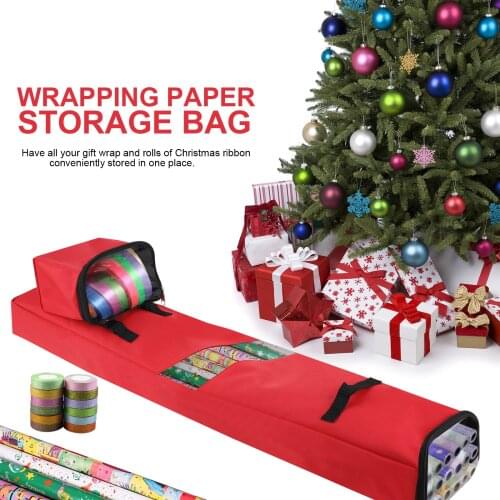 Wrapping Paper Storage Bag Rolls And Ribbon Holder Heavy Duty Tear Proof Christmas Gift Wrap Storage Organizer