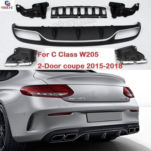 W205 AMG Style Rear Bumper Diffuser Lip for Mercedes A205 C205 with AMG Package 2015 + Coupe Cabriolet C180 C250 2015 - 2018