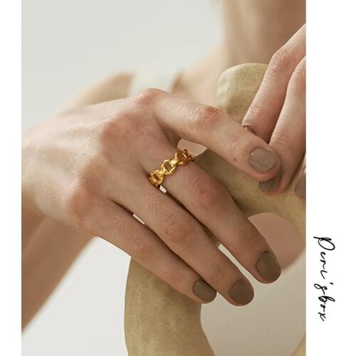 PerisBox Circle Linked Chain Rings O Shape Geometric Rings for Women Minimalist Open Stacking Rings Adjustable 2020 Jewelry Hot