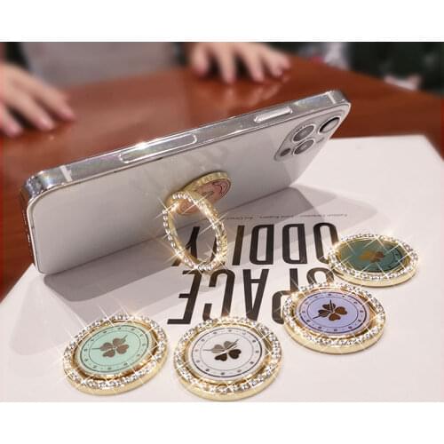 Mobile phone ring buckle bracket personality creative rhinestone back shell support female lazy desktop pull ring