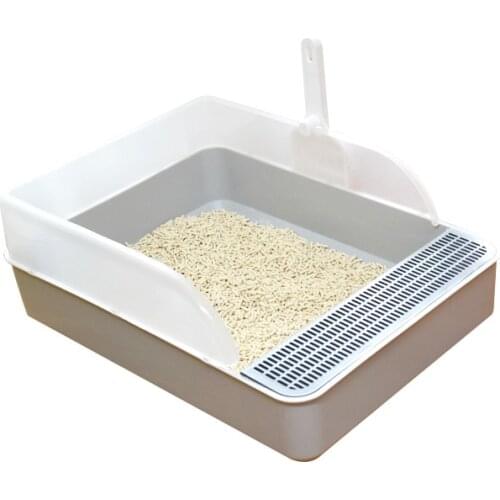1Pcs Pet Cat Litter Box Anti-Splash Semi-Enclosed Detachable Pet Toilet Plastic Tray Pet Supplies White/Pink/Gray