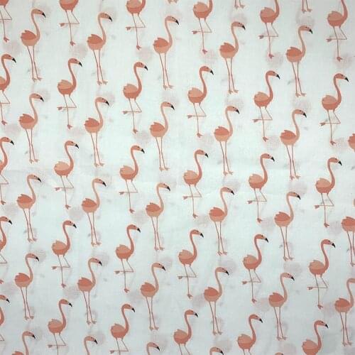 Good 100%Cotton Fabric White bottom Cartoon Flamingo pattern Digital Printing Sewing Material Children Fabric Diy Dress Clothing