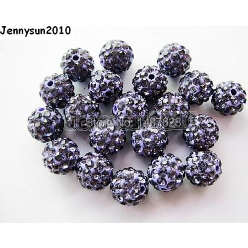 12mm Purple Top Quality Czech Crystal Rhinestones Pave Clay Round Disco Ball Spacer Beads For Jewelry Crafts 100pcs / Pack